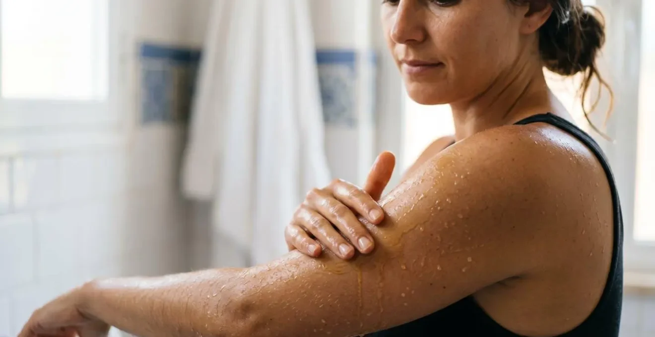 Tecnica di applicazione dell'olio corpo su pelle bagnata per assorbimento rapido
