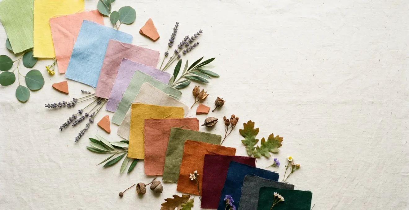 Composizione visiva che simboleggia l'armonia tra analisi del colore e scelta sostenibile del guardaroba