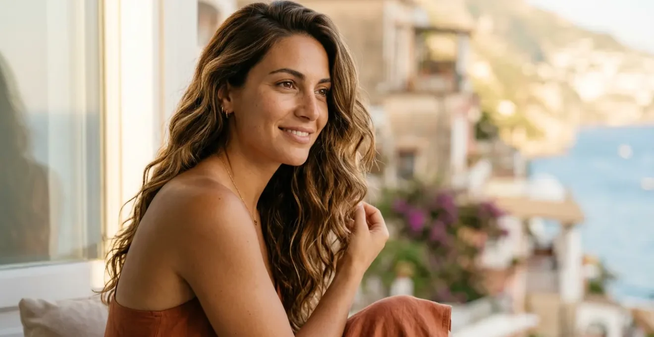 Capelli mossi naturali con onde morbide stile spiaggia mediterranea