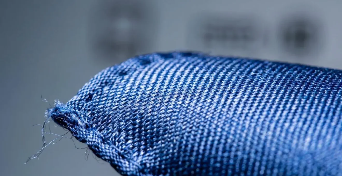 Dettaglio macro della texture di seta italiana di Como che mostra la delicatezza delle fibre