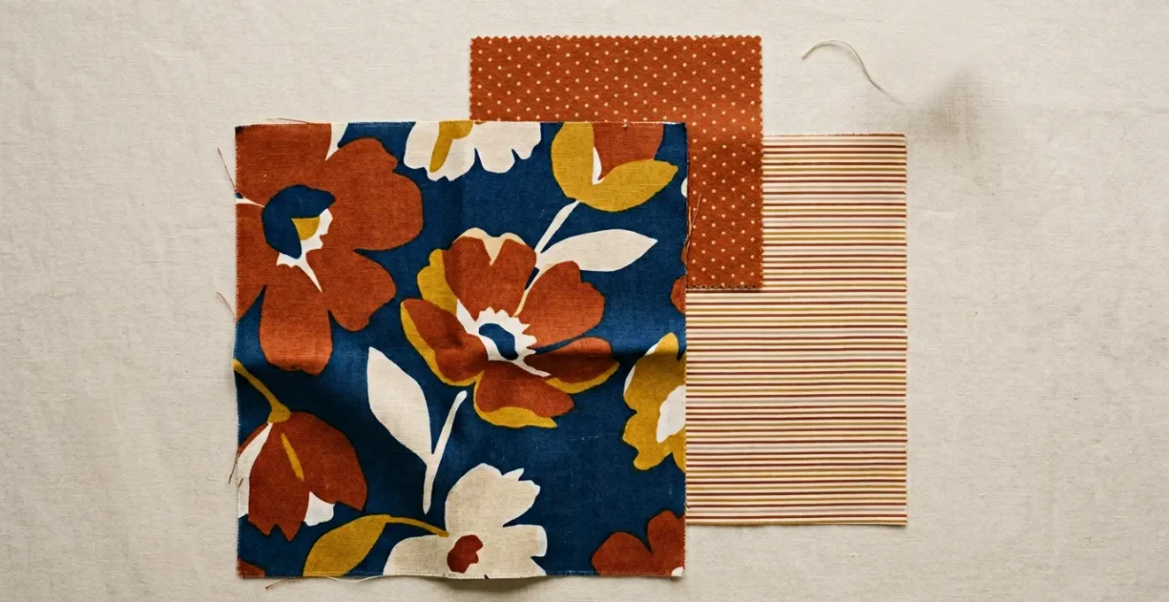 Composizione creativa di abbinamento stampe diverse con equilibrio visivo in stile italiano