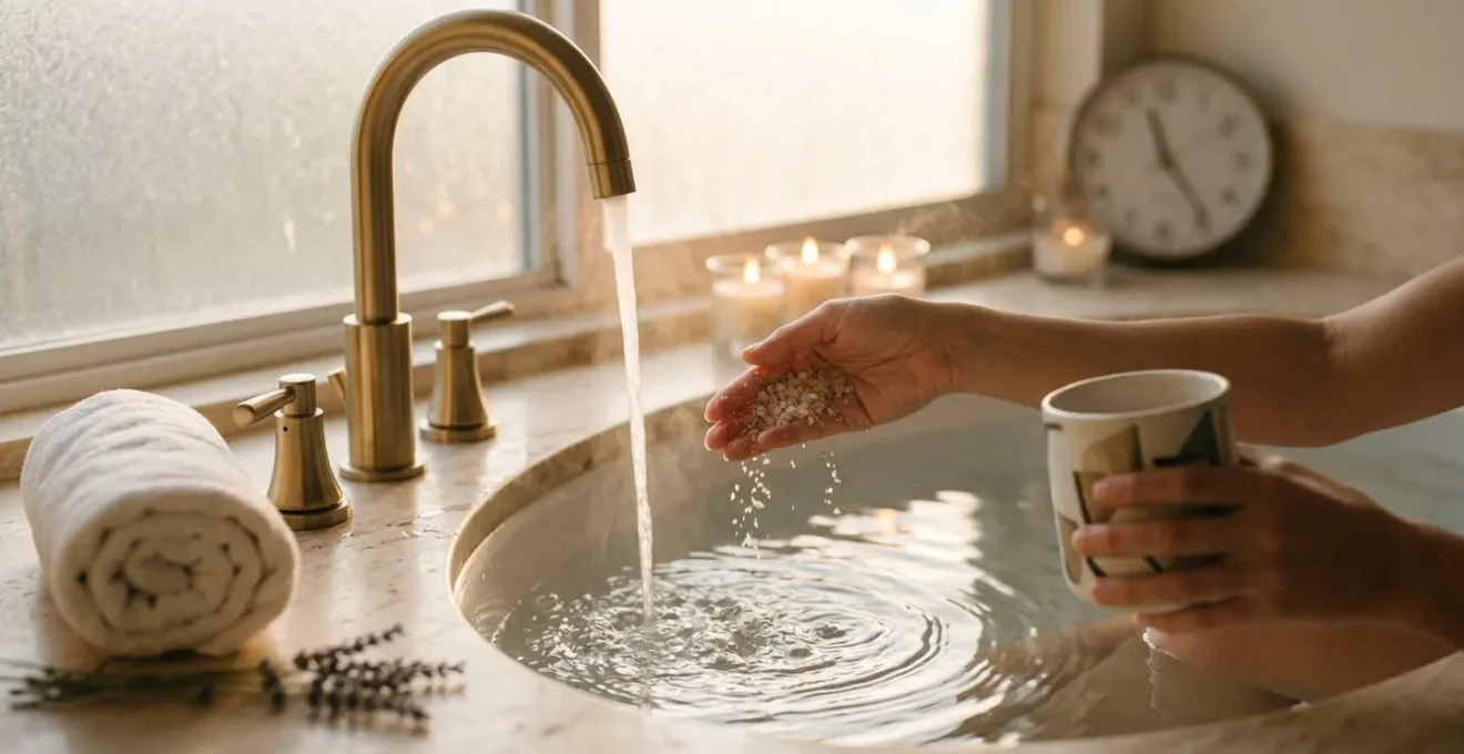Momento di relax serale nel bagno come rituale di preparazione per la settimana