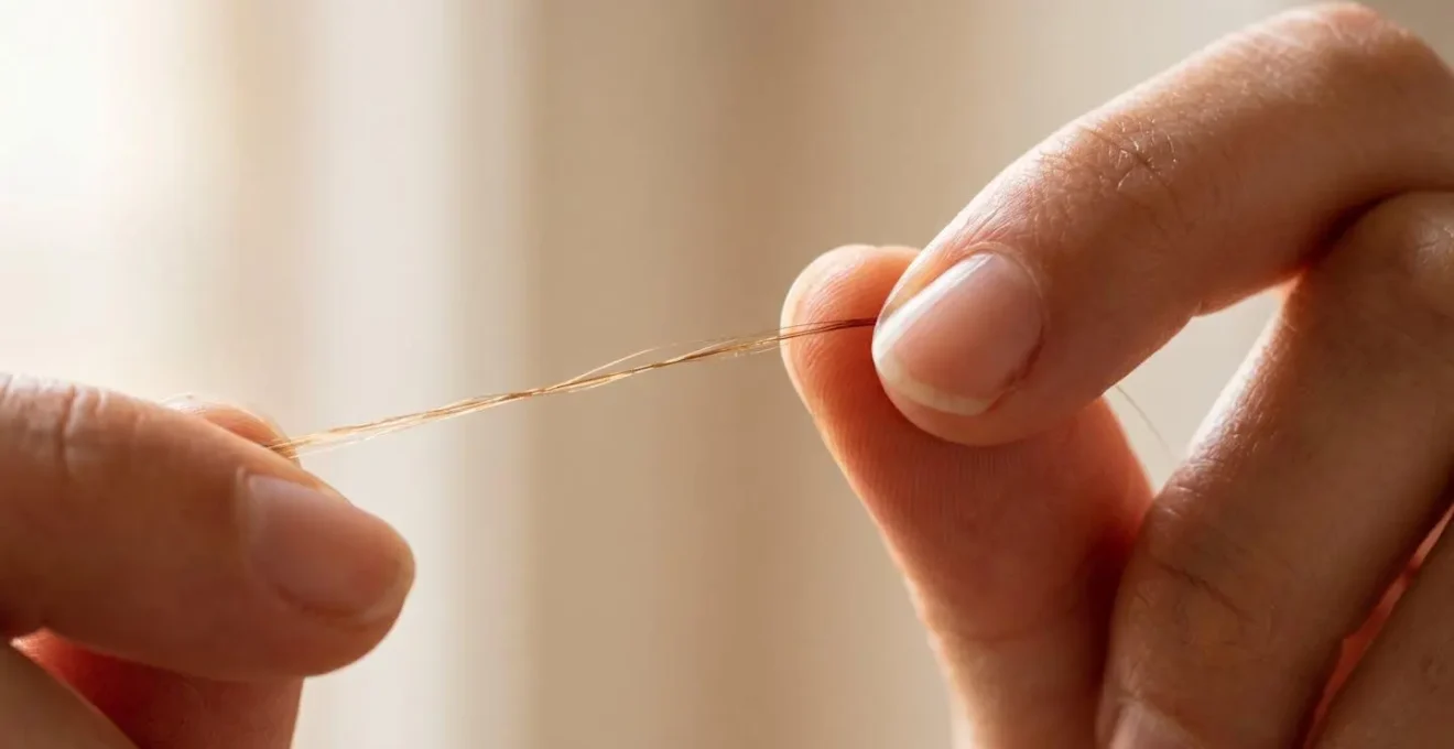 Test di elasticità manuale su ciocca di capelli per diagnosi proteine o idratazione