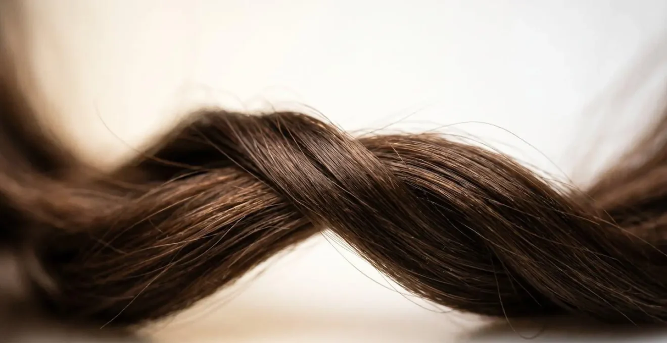 Dettaglio macro di ciocche di capelli con texture naturale e volume, effetto secondo giorno